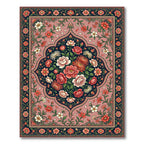 Coral Rose Garden Floral Medallion Rug