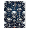 Dark Navy Nautical Skull Anchor Ship Rug