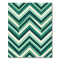 Modern Emerald Chevron Geometric Stripe Rug