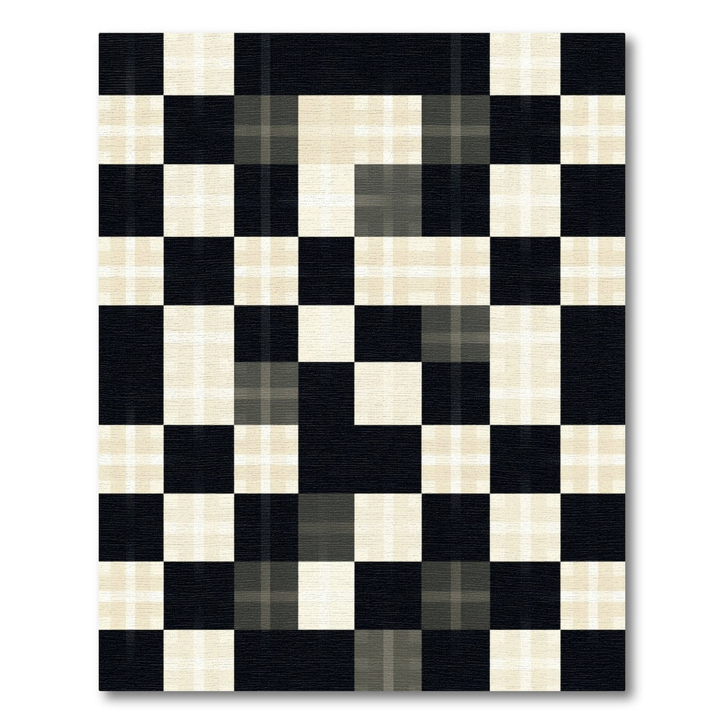 Monochrome Grid Checkered Block Floor Covering Rug