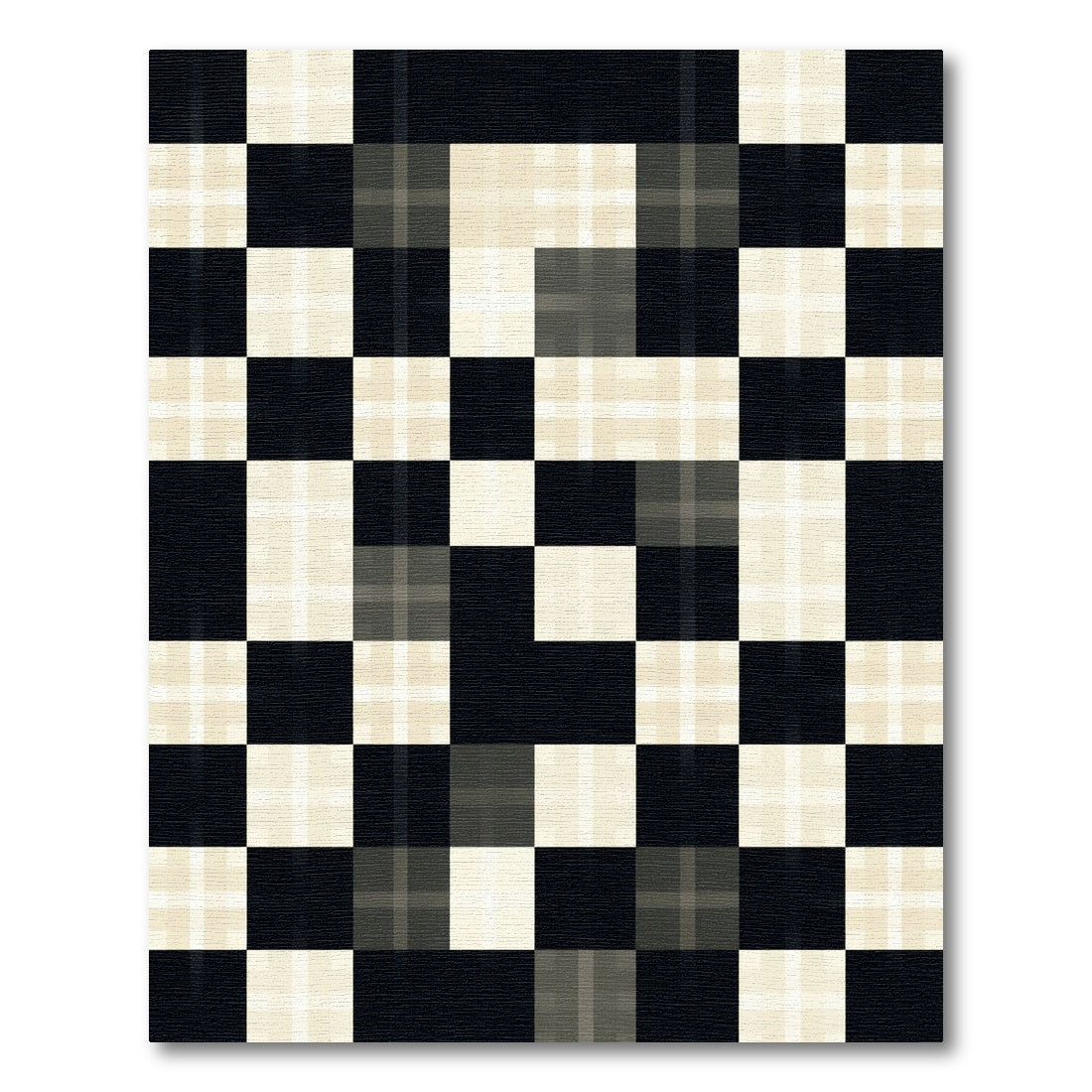 Monochrome Grid Checkered Block Floor Covering Rug