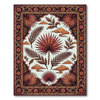 Earthy Terracotta Tropical Palm Leaf Tapestry Rug