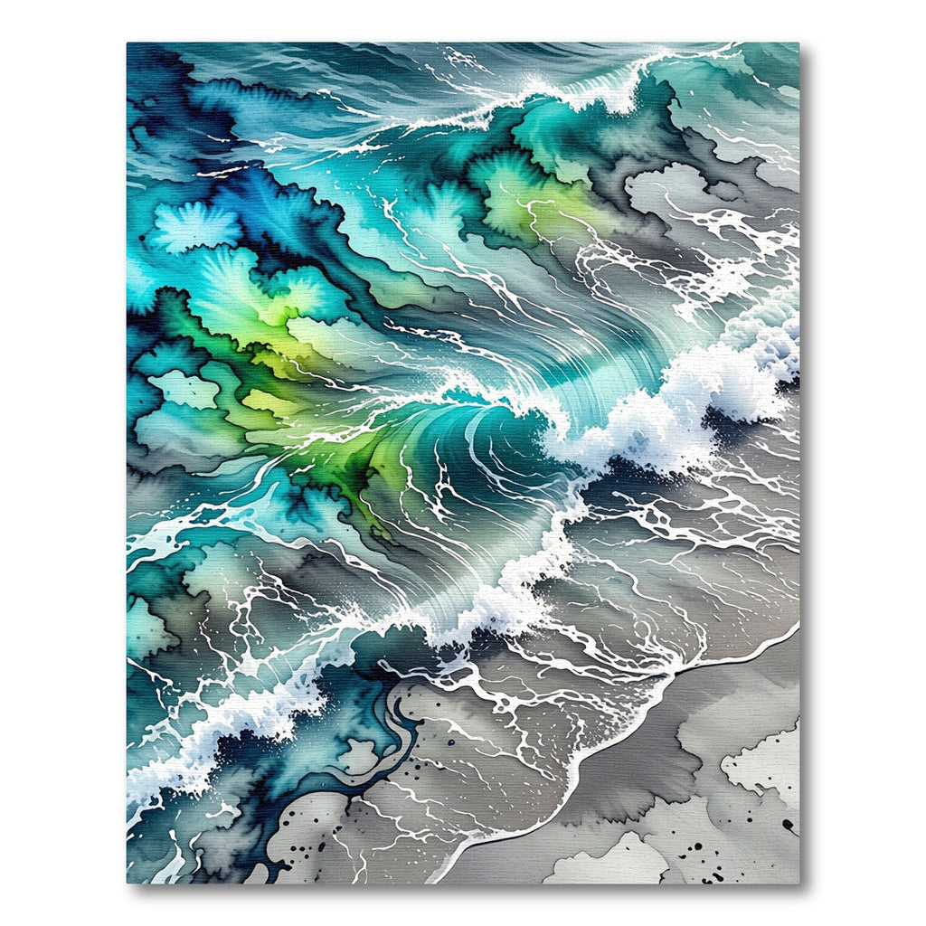 Vibrant Teal Ocean Wave Abstract Rug