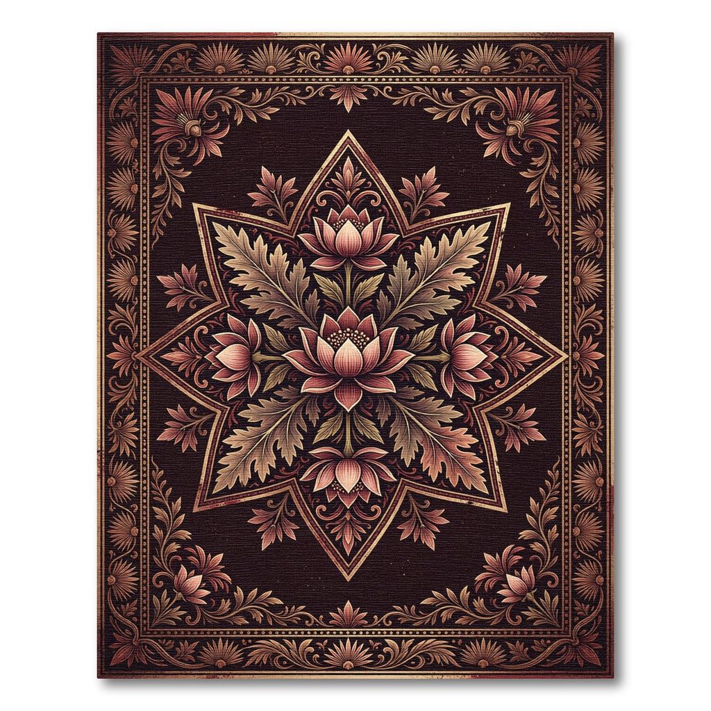 Elegant Mauve Lotus Star Medallion Rug