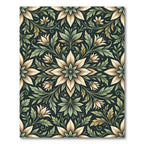 Sage and Cream Botanical Floral Medallion Rug