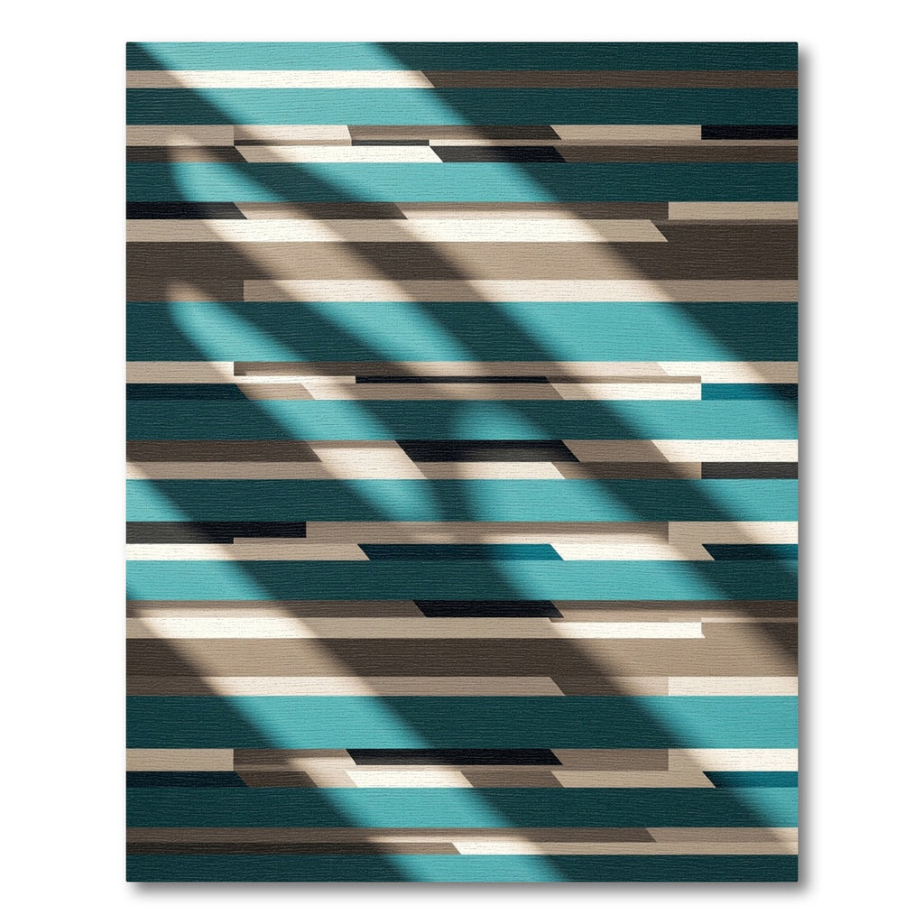 Teal Neutral Horizontal Bar Rug