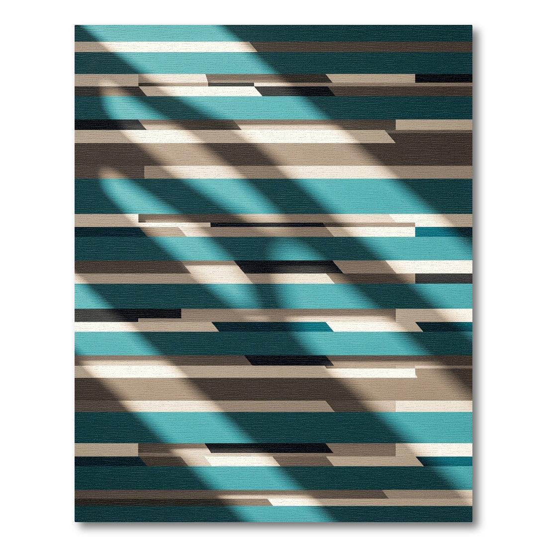 Teal Neutral Horizontal Bar Rug