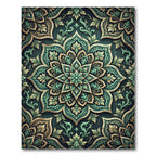 Emerald Gold Medallion Floral Art Rug