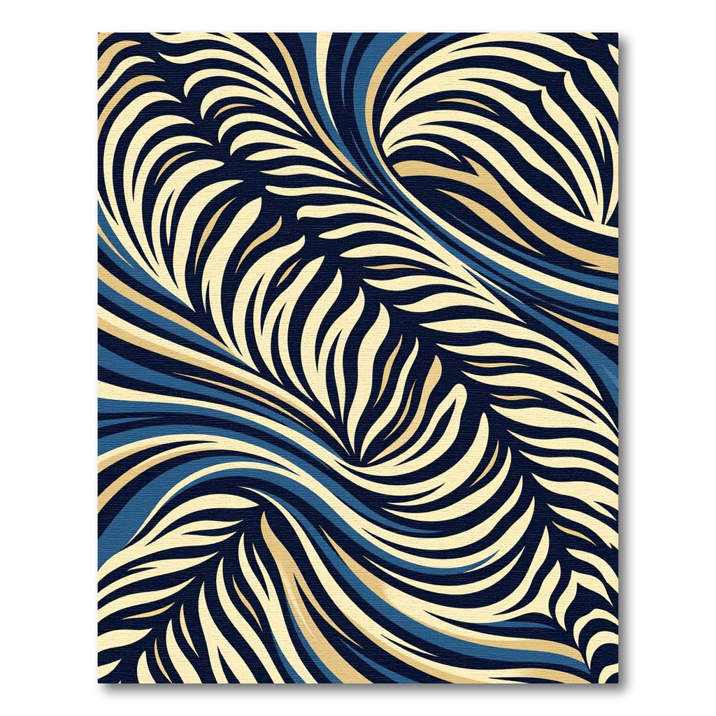 Abstract Swirling Navy and Gold Waves Rug