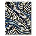 Abstract Swirling Navy and Gold Waves Rug