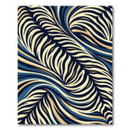 Abstract Swirling Navy and Gold Waves Rug