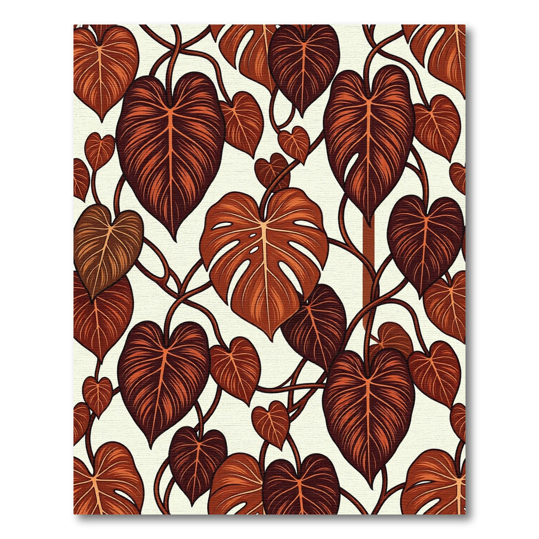 Lush Terracotta Tropical Monstera Foliage Rug