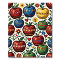 Folk Art Apple and Floral Illustration Rug