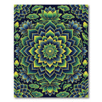 Luminous Blue and Gold Lotus Mandala Rug