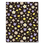 Whimsical Floral Meadow Dark Background Rug