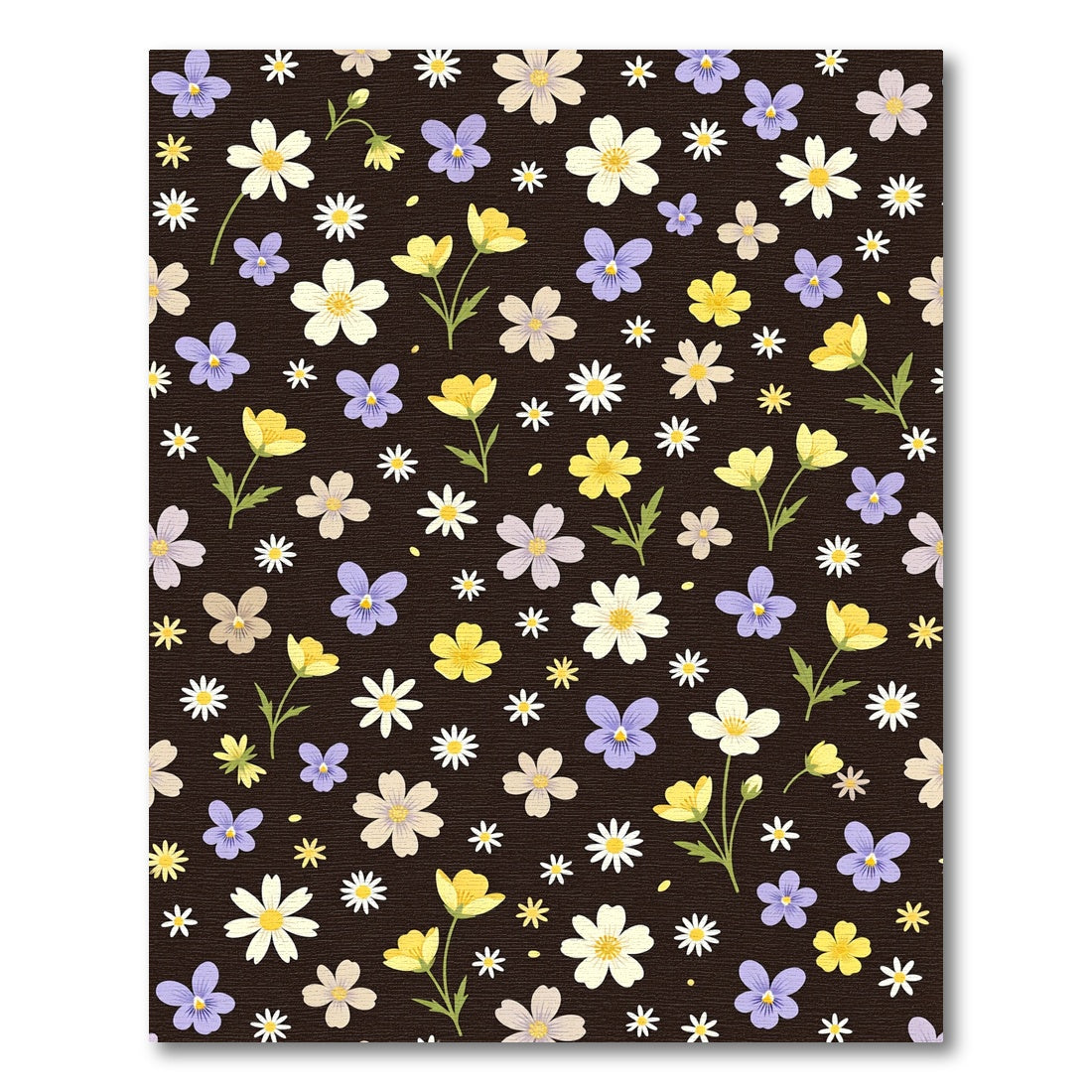 Whimsical Floral Meadow Dark Background Rug