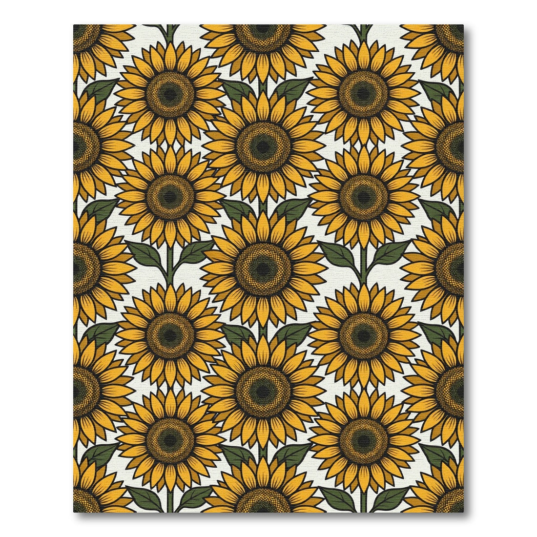 Golden Yellow Sunflower Repeat Pattern Rug