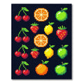 Fun Pixelated Fruit Grid Array Rug
