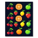 Fun Pixelated Fruit Grid Array Rug