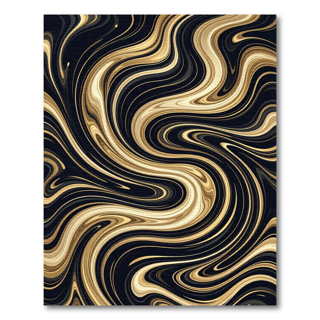 Black Gold Swirl Marble Rug