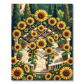 Golden Sunflower Lattice Garden Trellis Rug