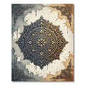 Ornate Dark Gold Floral Medallion Rug