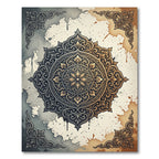 Ornate Dark Gold Floral Medallion Rug