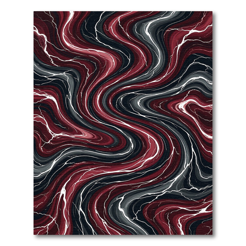 Dark Crimson Swirl Marble Abstract Rug