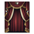 Dramatic Crimson Theatrical Mask Curtain Rug