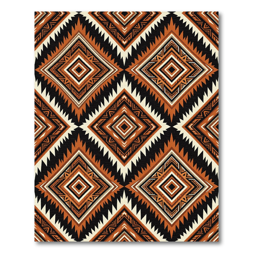 Bold Rust Geometric Diamond Shag Rug