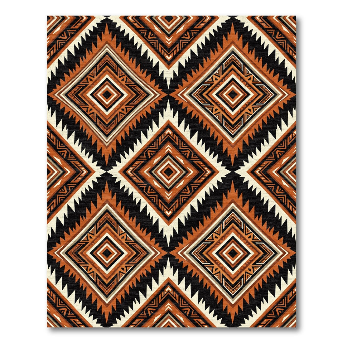 Bold Rust Geometric Diamond Shag Rug