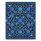 Midnight Blue Floral Arabesque Rug