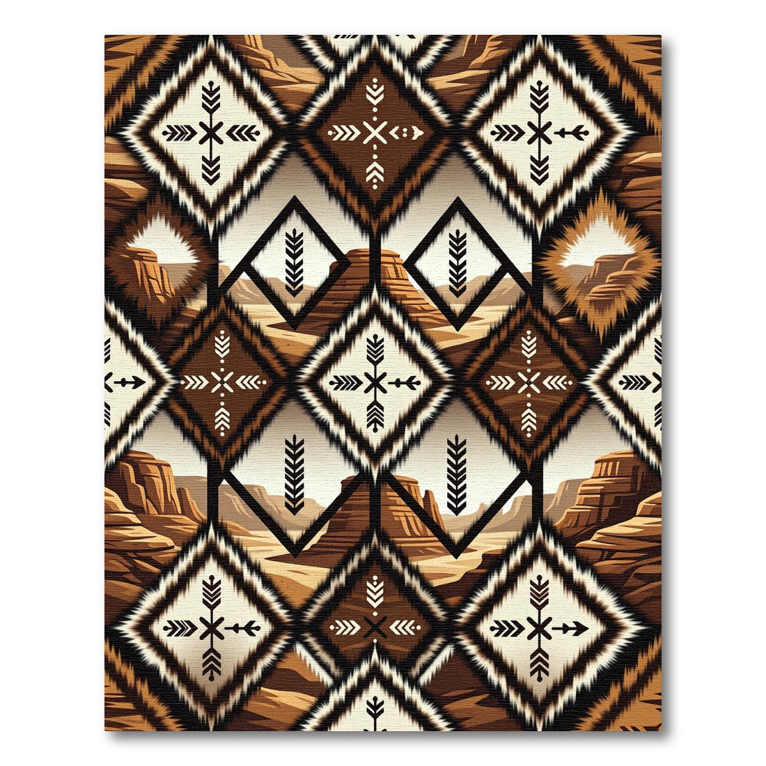 Desert Landscape Diamond Medallion Rug