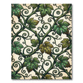Vintage Green Grape Vine Scroll Rug