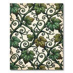 Vintage Green Grape Vine Scroll Rug
