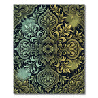 Vintage Sage and Gold Floral Medallion Rug
