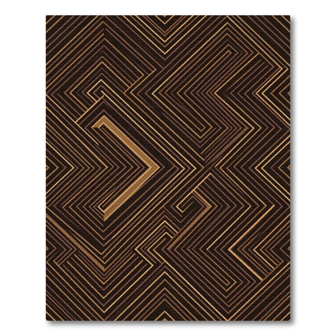 Geometric Linear Bronze Ochre Maze Rug