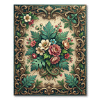 Vintage Floral Bouquet Ornate Filigree Rug