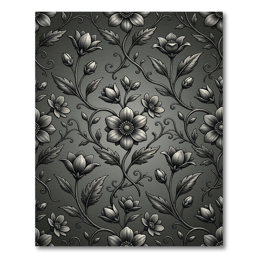 Monochromatic Floral Vine Embellishment Rug