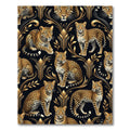 Golden Leopard Art Deco Floral Rug