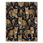 Golden Leopard Art Deco Floral Rug