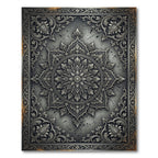Intricate Slate Ornate Floral Medallion Rug