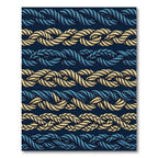 Braided Rope Blue Gold Stripes Rug