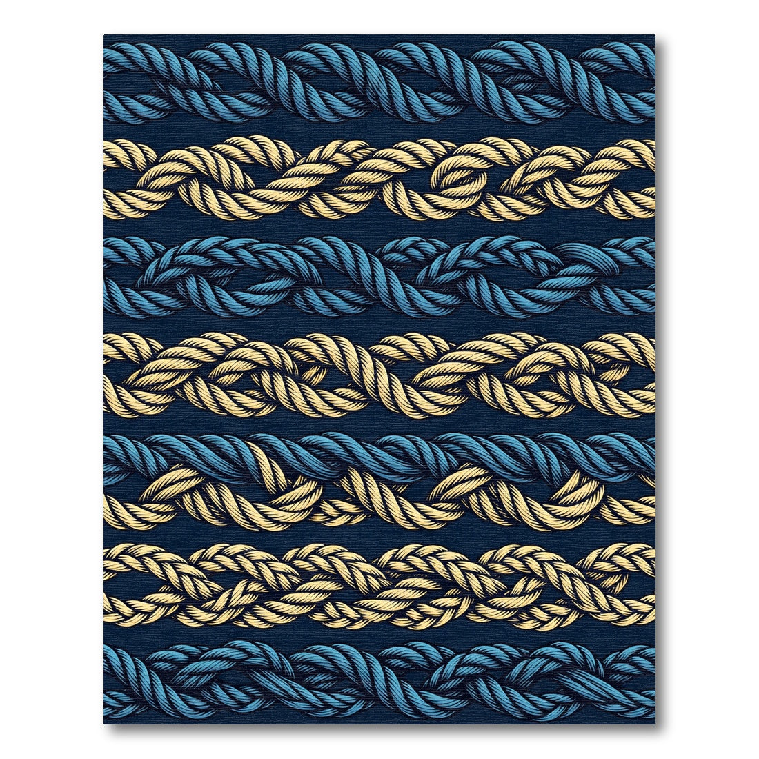 Braided Rope Blue Gold Stripes Rug