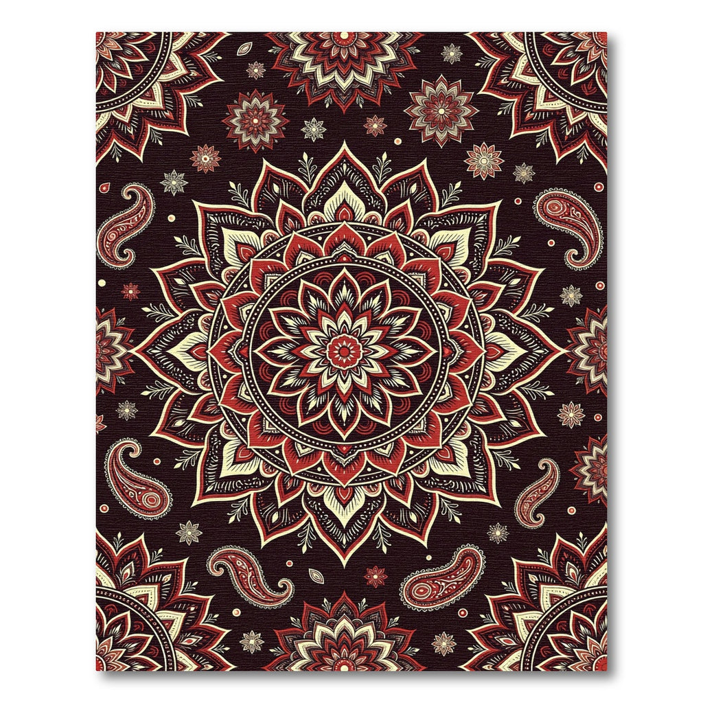 Crimson Cream Mandala Paisley Blend Rug