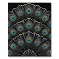 Elegant Black Peacock Feather Fan Rug