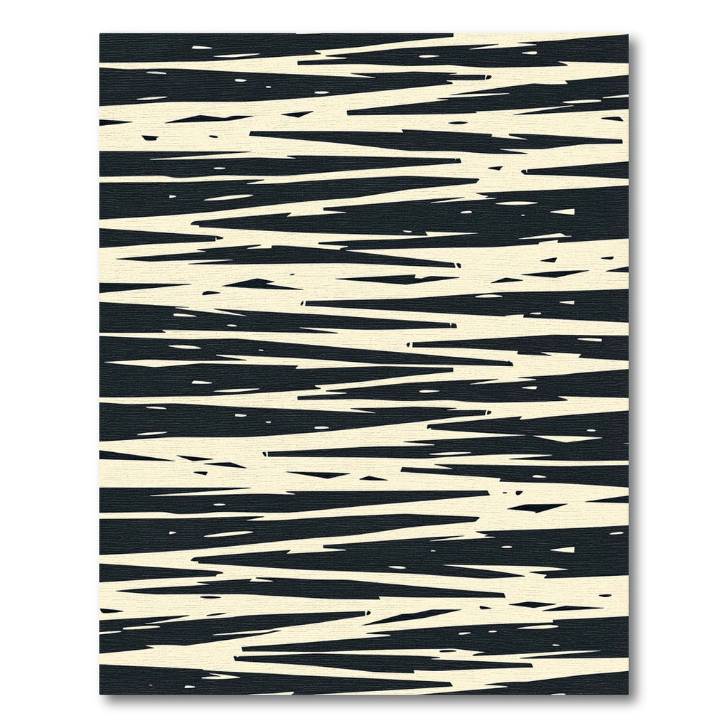 Abstract Black Cream Jagged Lines Rug