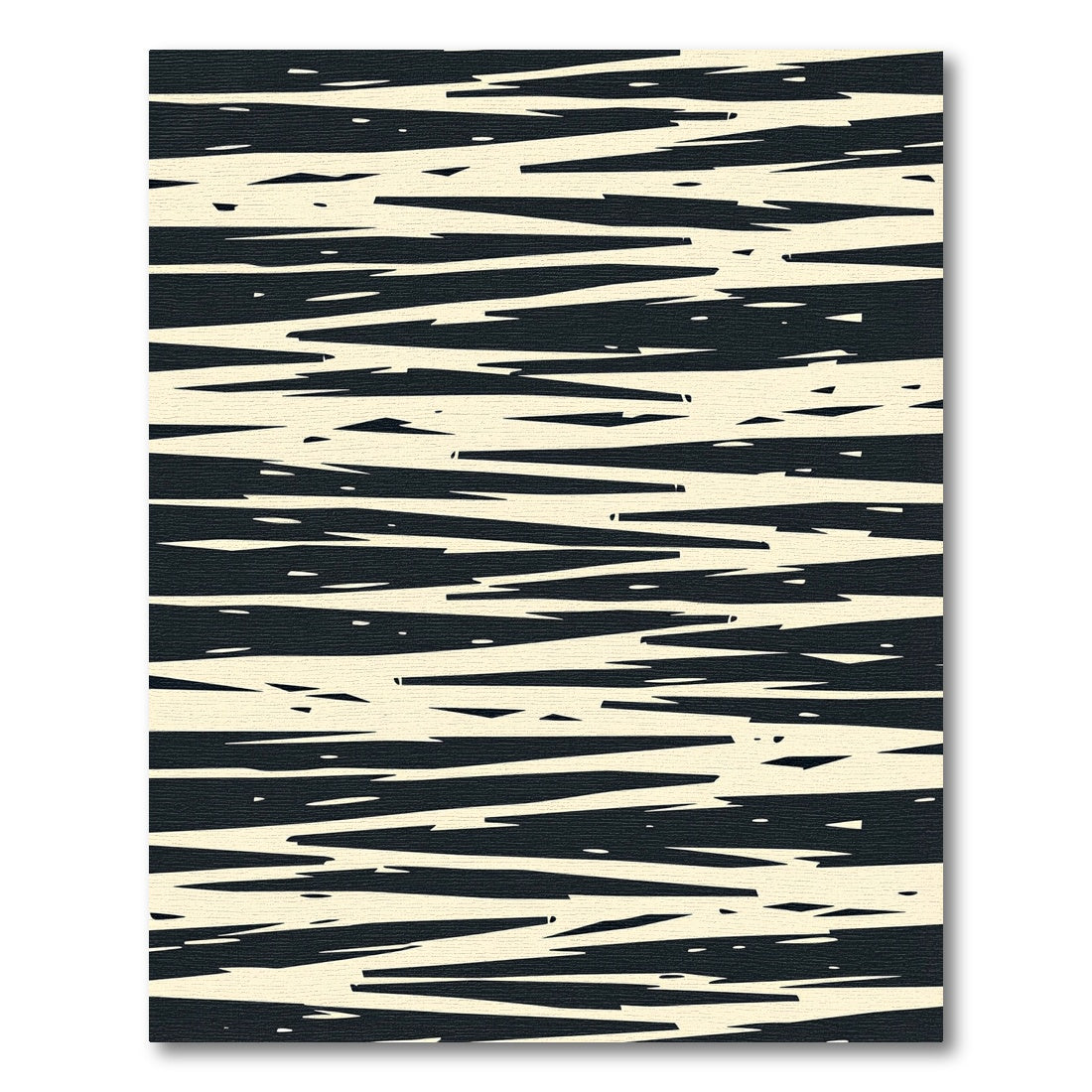 Abstract Black Cream Jagged Lines Rug