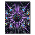 Neon Arcade Portal Cyberpunk Art Rug