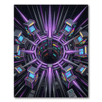 Neon Arcade Portal Cyberpunk Art Rug